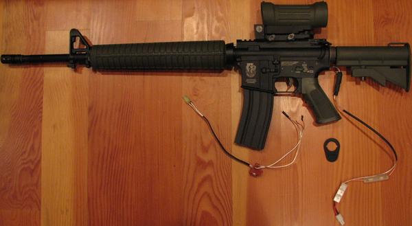 G&G "M16A3" Max. G&P old-style M4 stock - King Arms ambi mag release - King Arms ambi fire selector - Madbull ambi charging handle - King Arms ELCAN scope. Still need a stock pad, Triad, and PEQ-2.